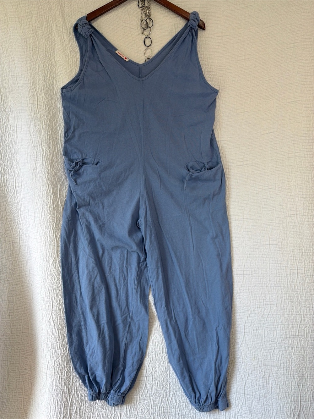 Italian Cotton Jumpsuit Made With Love Blue Jumper Size 1 Oversized Small Comfy